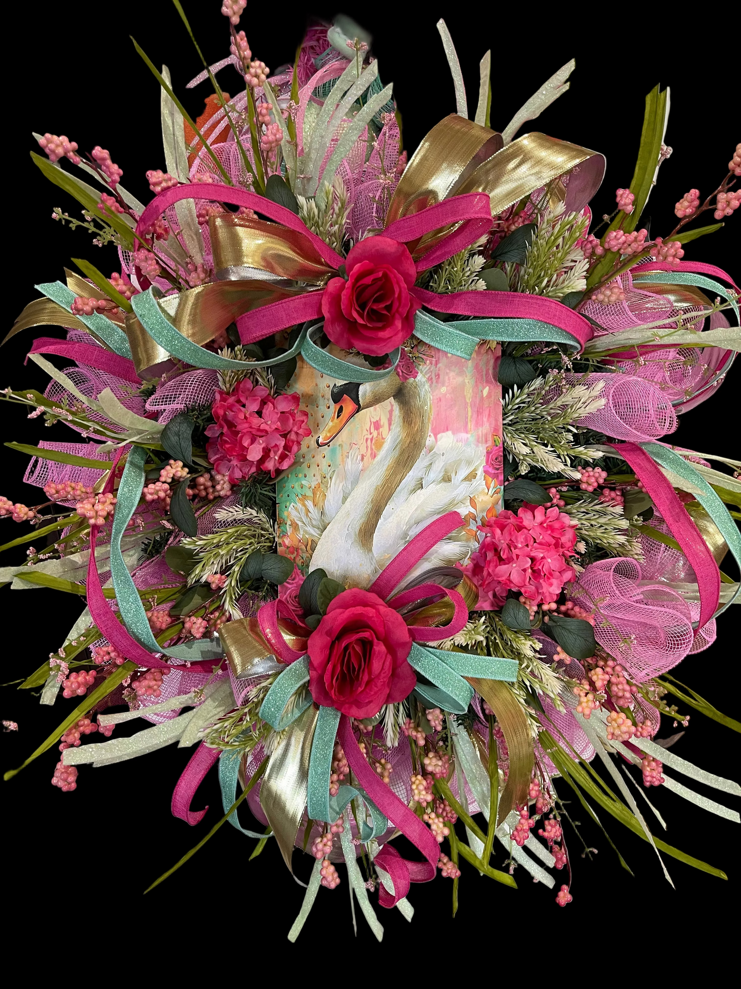 Elegance in Bloom Swan Wreath