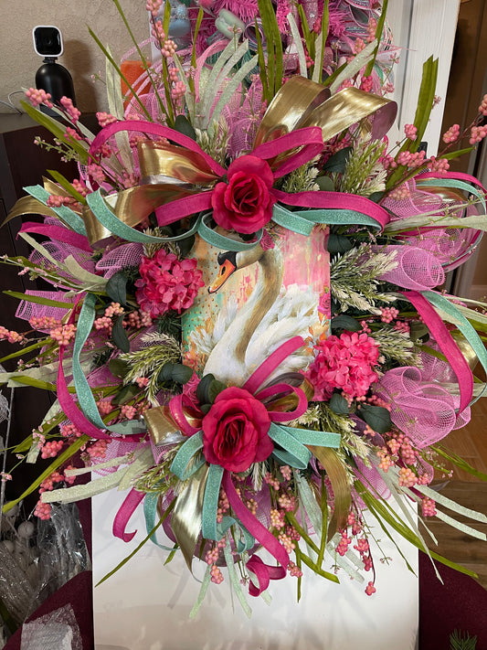 Elegance in Bloom Swan Wreath