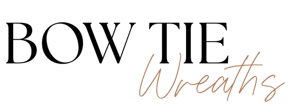 Text 'BOW TIE Wreaths' on a white background